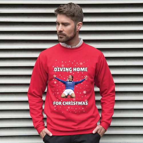 Diving Home For Christmas! Grealish Everton Christmas Jumper
