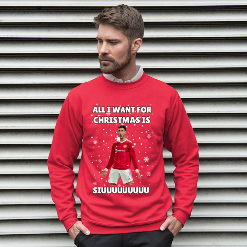 Cristiano Ronaldo Man United Christmas Jumper "All I want For Christmas is SIIIUUUU"