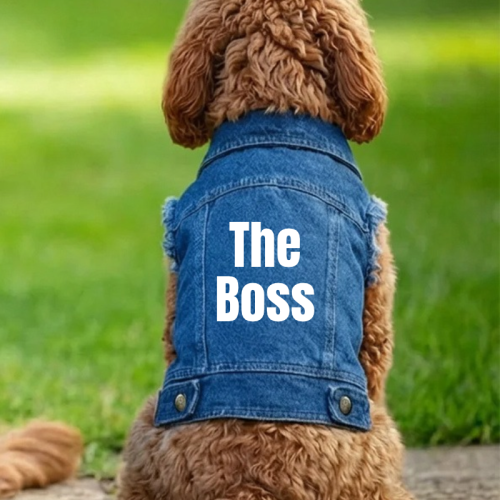 The Custom Text Personalised Dog Denim Jacket