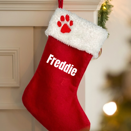 Classic Name Personalised Christmas Dog Stocking