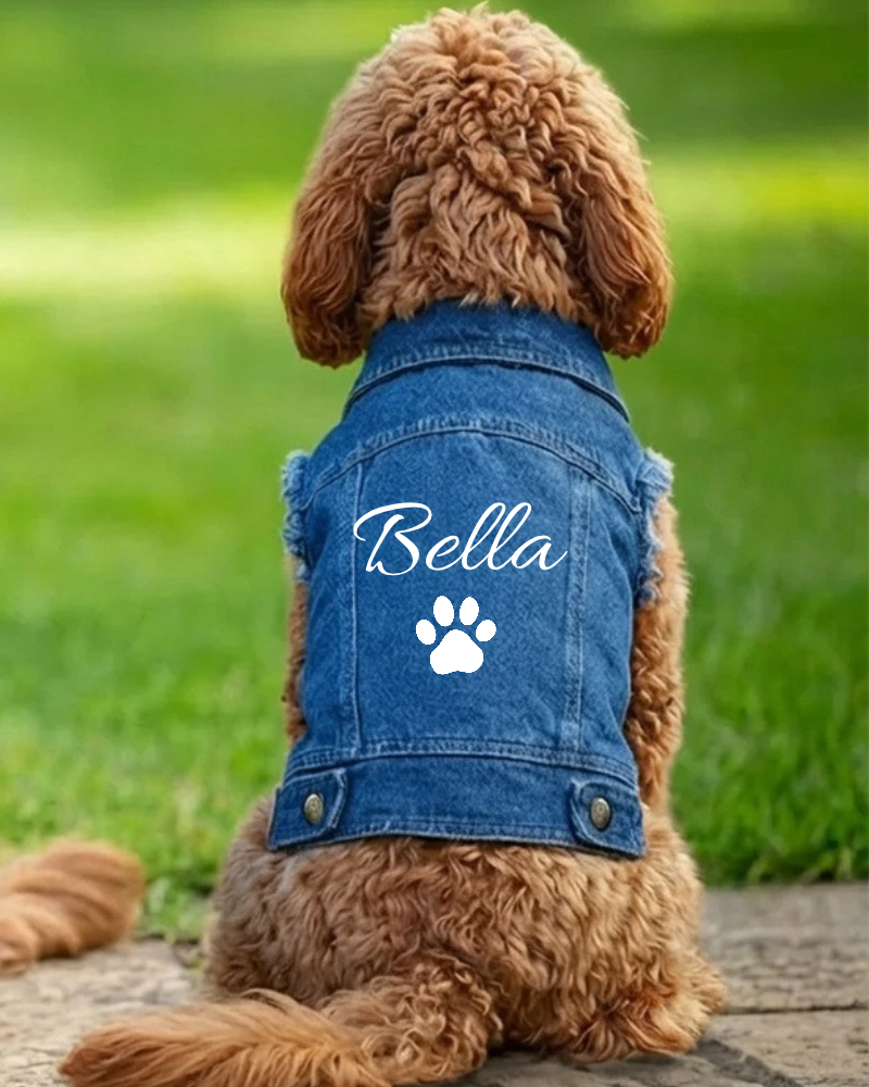 The Paw Print Personalised Dog Denim Jacket