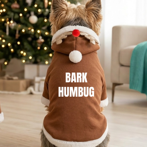 Bark Humbug Personalised Reindeer Dog Hoodie