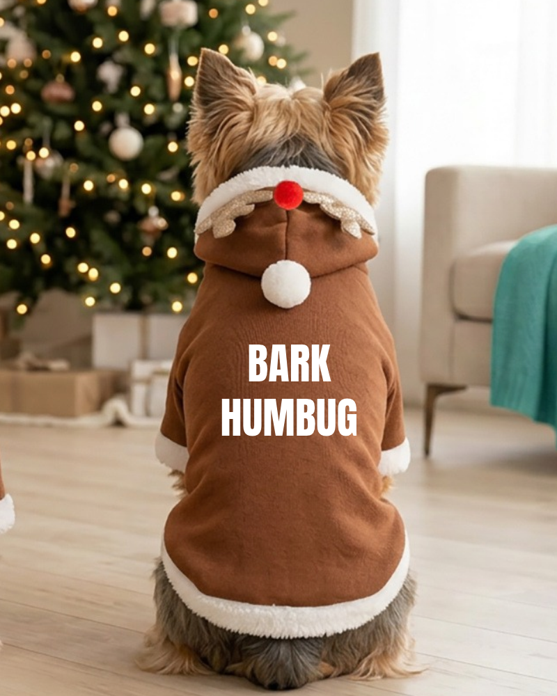 Bark Humbug Personalised Reindeer Dog Hoodie